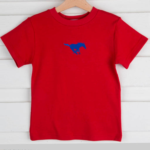 SMU Embroidered Knit Red Boys Tee Shirt  Short Sleeve - Vive La Fête - Online Apparel Store
