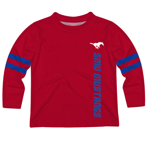 SMU Mustangs Stripes Red Long Sleeve Tee Shirt - Vive La Fête - Online Apparel Store