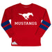 SMU Mustangs Stripes Red Long Sleeve Fleece Sweatshirt Side Vents - Vive La Fête - Online Apparel Store