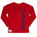 SMU Mustangs Mustangs Logo Red Long Sleeve Fleece Sweatshirt Side Vents - Vive La Fête - Online Apparel Store
