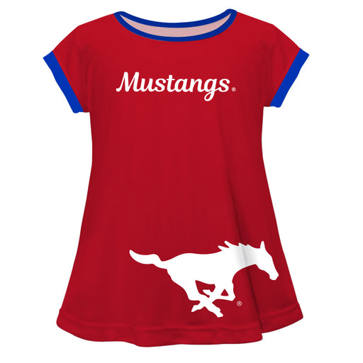 SMU Mustangs Big Logo Red Short Sleeve Girls Laurie Top - Vive La Fête - Online Apparel Store