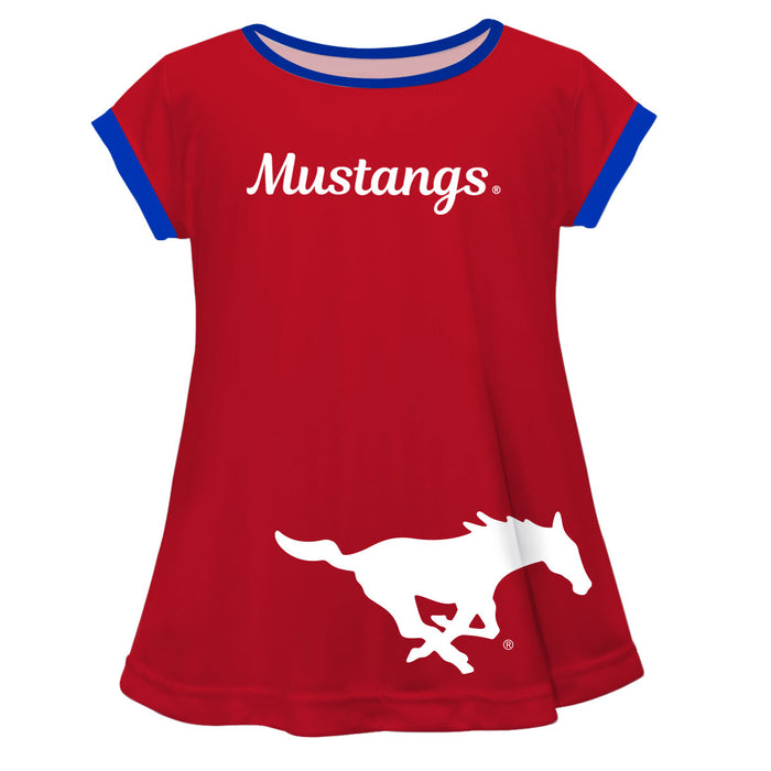 SMU Mustangs Big Logo Red Short Sleeve Girls Laurie Top - Vive La Fête - Online Apparel Store