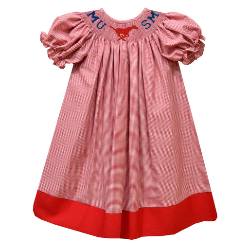 SMU Smocked Red Gingham Short Sleeve Bishop - Vive La Fête - Online Apparel Store