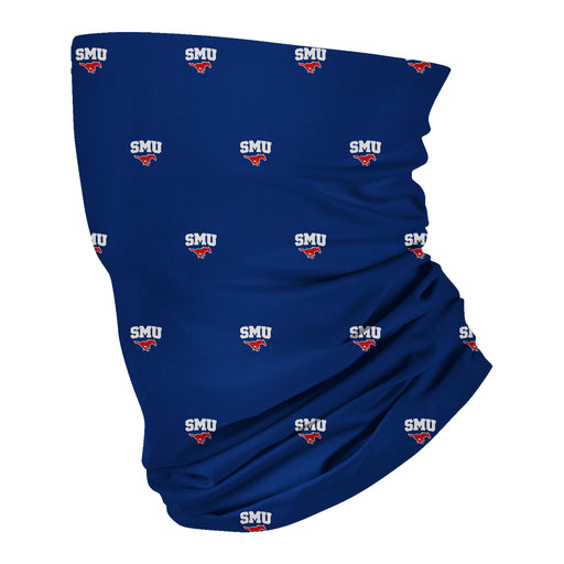 SMU Mustangs Vive La Fete All Over Logo Game Day Collegiate Face Cover Soft 4-Way Stretch Two Ply Neck Gaiter - Vive La Fête - Online Apparel Store
