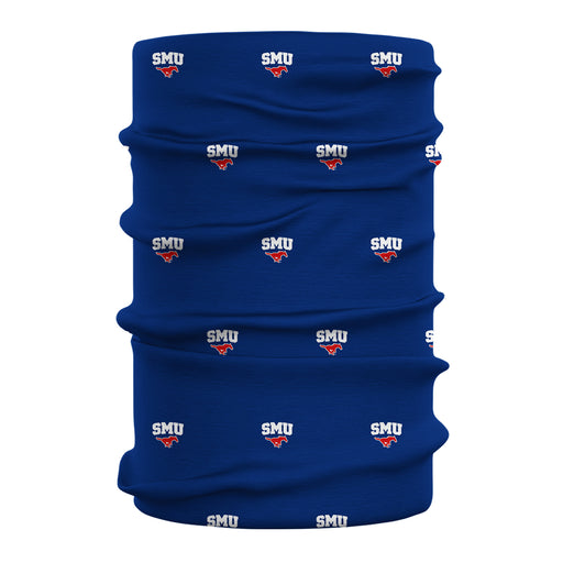 SMU Mustangs Vive La Fete All Over Logo Game Day Collegiate Face Cover Soft 4-Way Stretch Two Ply Neck Gaiter - Vive La Fête - Online Apparel Store