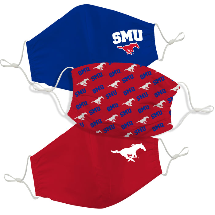 SMU Mustangs Face Mask Blue and Red Set of Three - Vive La Fête - Online Apparel Store