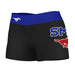 SMU Mustangs Vive La Fete Game Day Logo on Thigh and Waistband Black & Blue Women Yoga Booty Workout Shorts 3.75 Inseam"