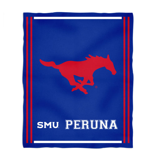 Southern Methodist Mustangs Vive La Fete Kids Game Day Blue Plush Soft Minky Blanket 36 x 48 Mascot