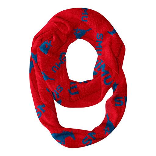 SMU Mustangs Vive La Fete Repeat Logo Game Day Collegiate Women Light Weight Ultra Soft Infinity Scarf