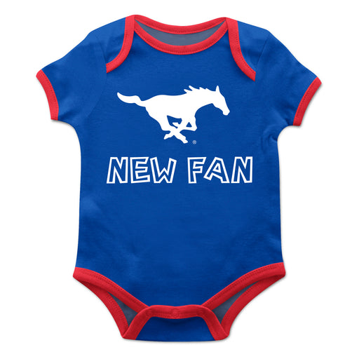 Southern Methodist Mustangs Vive La Fete Infant Blue Short Sleeve Onesie New Fan Logo and Mascot Bodysuit