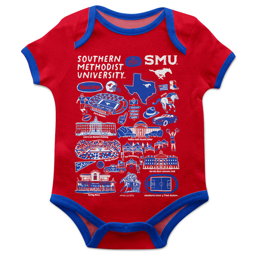 Southern Methodist Mustangs Vive La Fete Impressions Artwork Infant Red Short Sleeve Onesie Bodysuit