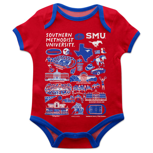 Southern Methodist Mustangs Vive La Fete Impressions Artwork Infant Red Short Sleeve Onesie Bodysuit