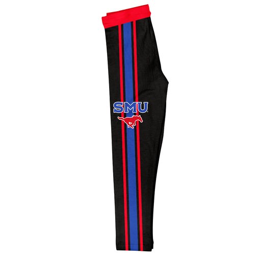SMU Mustangs Vive La Fete Girls Game Day Black with Red Stripes Leggings Tights