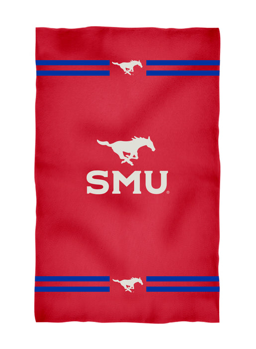 SMU Mustangs Vive La Fete Game Day Absorbent Premium Red Beach Bath Towel 31 x 51 Logo and Stripes