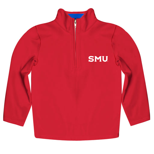 Southern Methodist Mustangs  Vive La Fete Game Day Solid Red Quarter Zip Pullover Sleeves