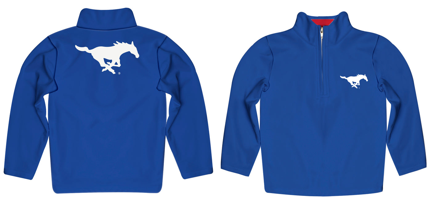 Southern Methodist Mustangs  Vive La Fete Game Day Solid Blue Quarter Zip Pullover Sleeves - Vive La Fête - Online Apparel Store
