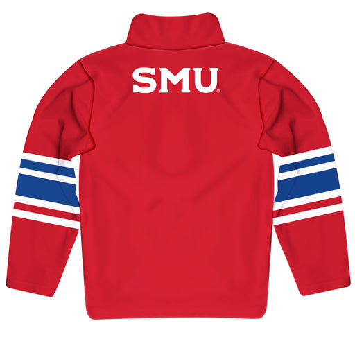 Southern Methodist Mustangs Vive La Fete Game Day Red Quarter Zip Pullover Stripes on Sleeves - Vive La Fête - Online Apparel Store