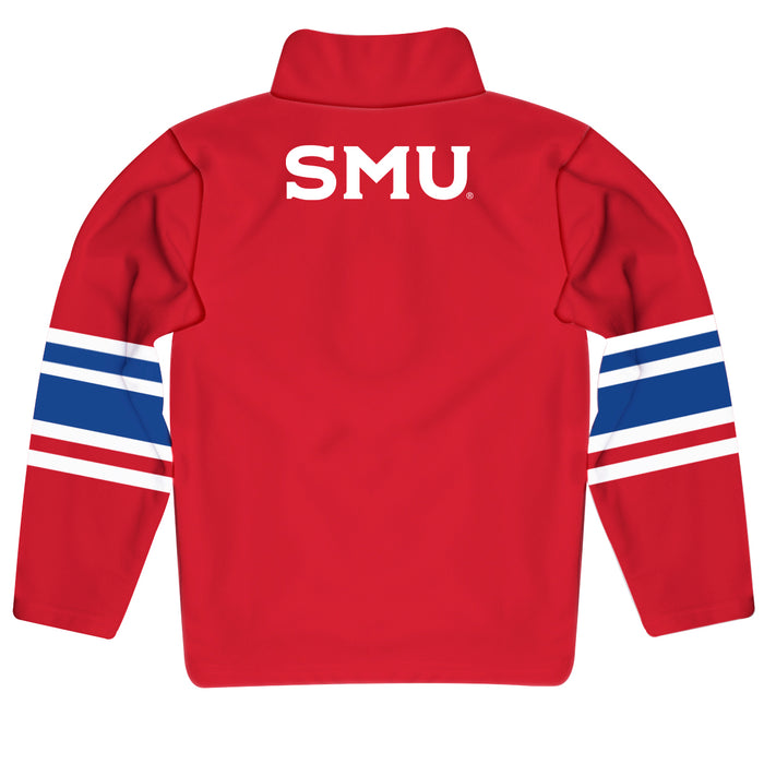Southern Methodist Mustangs Vive La Fete Game Day Red Quarter Zip Pullover Stripes on Sleeves - Vive La Fête - Online Apparel Store