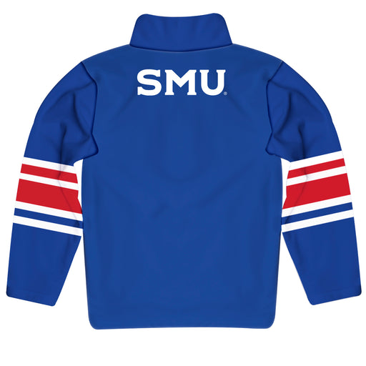 Southern Methodist Mustangs Vive La Fete Game Day Blue Quarter Zip Pullover Stripes on Sleeves - Vive La Fête - Online Apparel Store