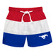 SMU Mustangs Vive La Fete Red White Blue Stripes Swimtrunks V1
