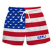 SMU Mustangs Vive La Fete Game Day Red White Blue Flag Swimtrunks V1