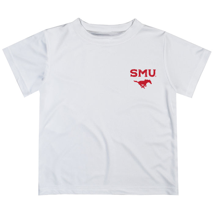 SMU Mustangs Hand Sketched Vive La Fete Impressions Artwork Boys White Short Sleeve Tee Shirt