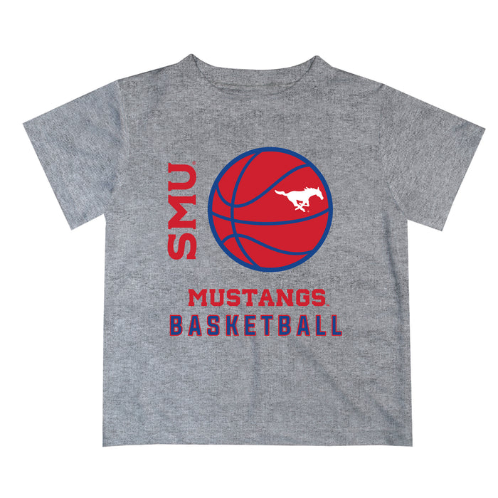 SMU Mustangs Vive La Fete Basketball V1 Gray Short Sleeve Tee Shirt