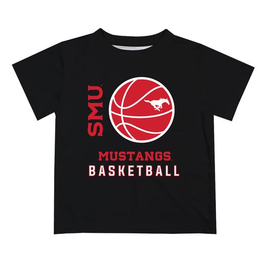 SMU Mustangs Vive La Fete Basketball V1 Black Short Sleeve Tee Shirt