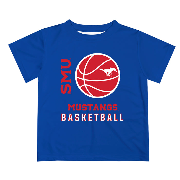 SMU Mustangs Vive La Fete Basketball V1 Blue Short Sleeve Tee Shirt