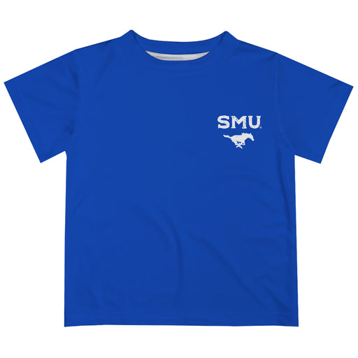 SMU Mustangs Hand Sketched Vive La Fete Impressions Artwork Boys Blue Short Sleeve Tee Shirt