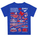 SMU Mustangs Hand Sketched Vive La Fete Impressions Artwork Boys Blue Short Sleeve Tee Shirt - Vive La Fête - Online Apparel Store