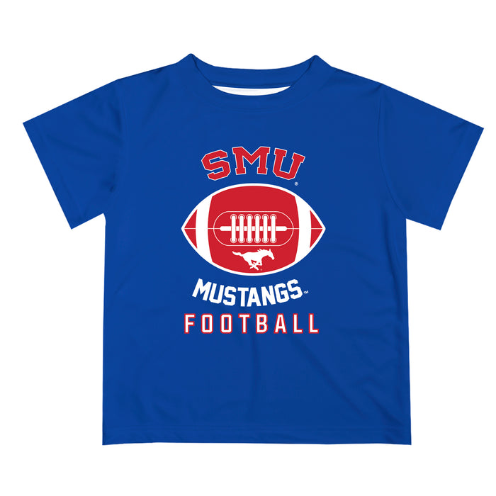 SMU Mustangs Vive La Fete Football V2 Blue Short Sleeve Tee Shirt