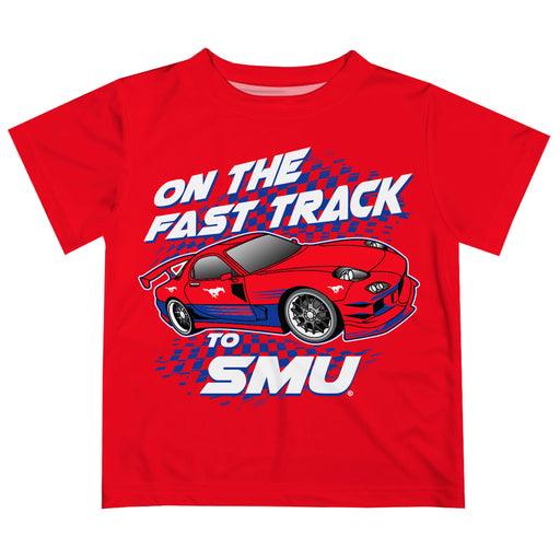 SMU Mustangs Vive La Fete Fast Track Boys Game Day Red Short Sleeve Tee