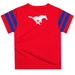 Southern Methodist Mustangs Vive La Fete Boys Game Day Red Short Sleeve Tee with Stripes on Sleeves - Vive La Fête - Online Apparel Store