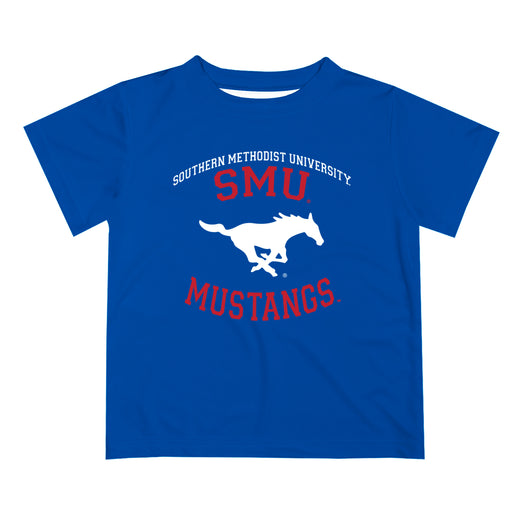 SMU Mustangs Vive La Fete Boys Game Day V1 Blue Short Sleeve Tee Shirt