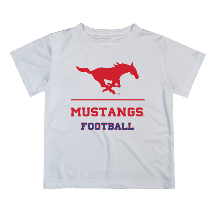 SMU Mustangs Vive La Fete Football V1 White Short Sleeve Tee Shirt
