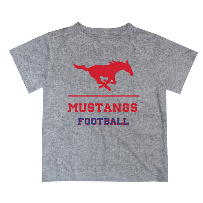 SMU Mustangs Vive La Fete Football V1 Heather Gray Short Sleeve Tee Shirt