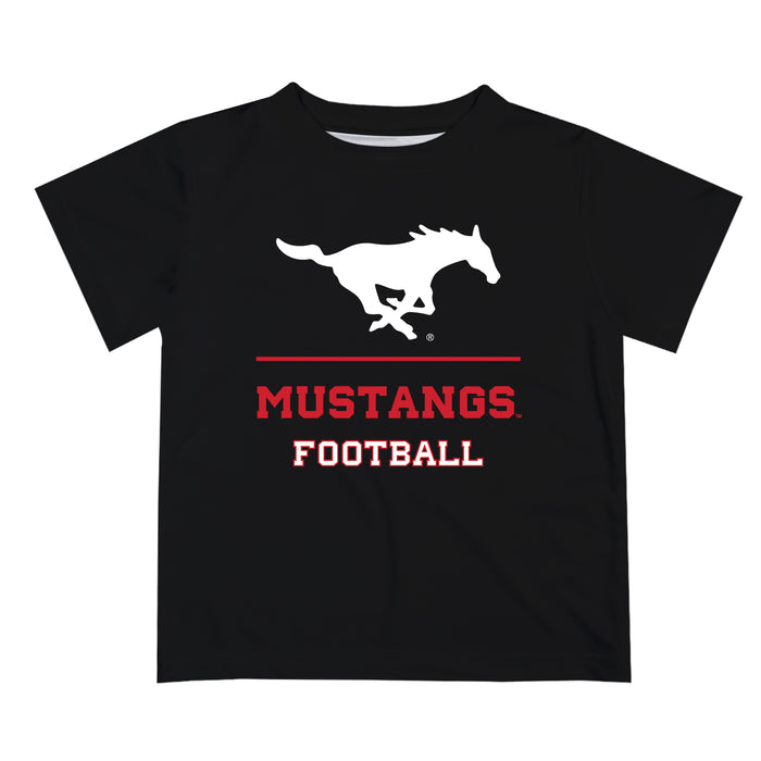 SMU Mustangs Vive La Fete Football V1 Black Short Sleeve Tee Shirt