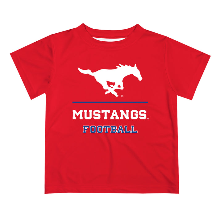 SMU Mustangs Vive La Fete Football V1 Red Short Sleeve Tee Shirt