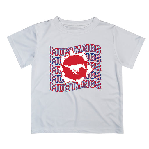 SMU Mustangs Vive La Fete  White Art V1 Short Sleeve Tee Shirt