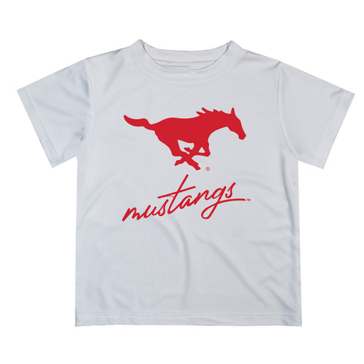SMU Mustangs Vive La Fete Script V1 White Short Sleeve Tee Shirt