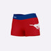 SMU Mustangs Vive La Fete Logo on Thigh & Waistband Red Blue Women Yoga Booty Workout Shorts 3.75 Inseam
