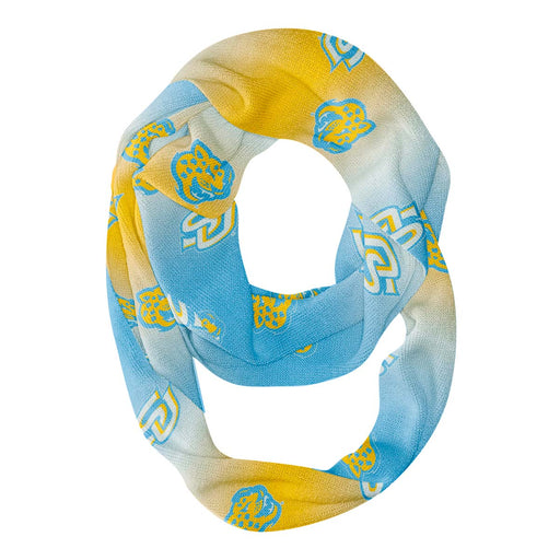 Southern University Jaguars Vive La Fete All Over Logo Game Day Collegiate Women Ultra Soft Knit Infinity Scarf