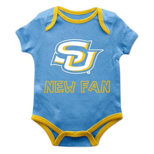Southern Jaguars Vive La Fete Infant Game Day Blue Short Sleeve Onesie New Fan Logo and Mascot Bodysuit