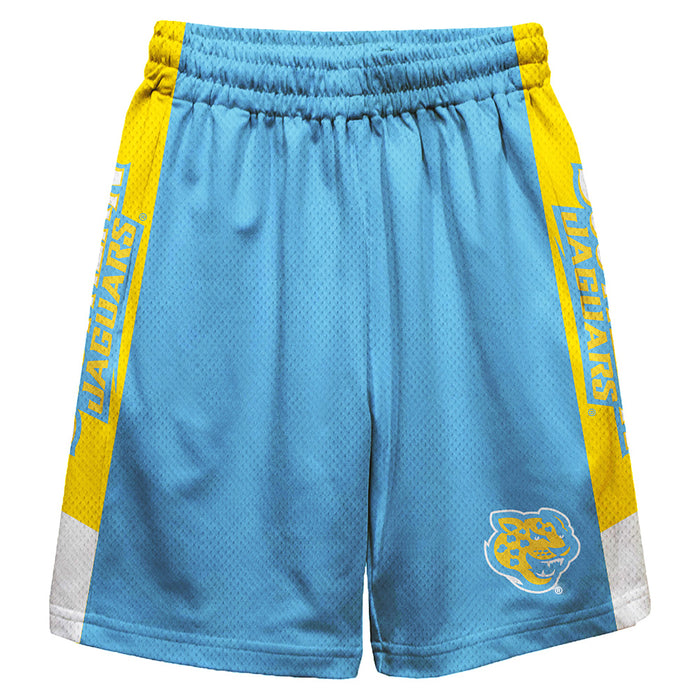 Southern University Jaguars Vive La Fete Game Day Blue Stripes Boys Solid Gold Athletic Mesh Short