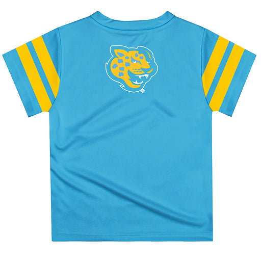 Southern University Jaguars Vive La Fete Boys Game Day Blue Short Sleeve Tee with Stripes on Sleeves - Vive La Fête - Online Apparel Store