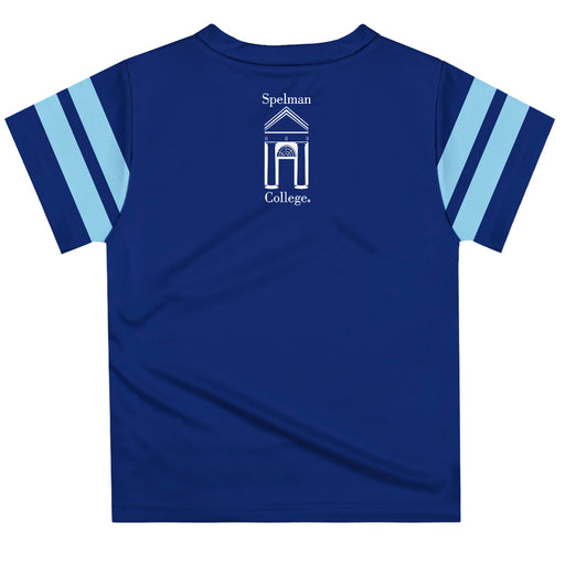 Spelman College Vive La Fete Boys Game Day Blue Short Sleeve Tee with Stripes on Sleeves - Vive La Fête - Online Apparel Store