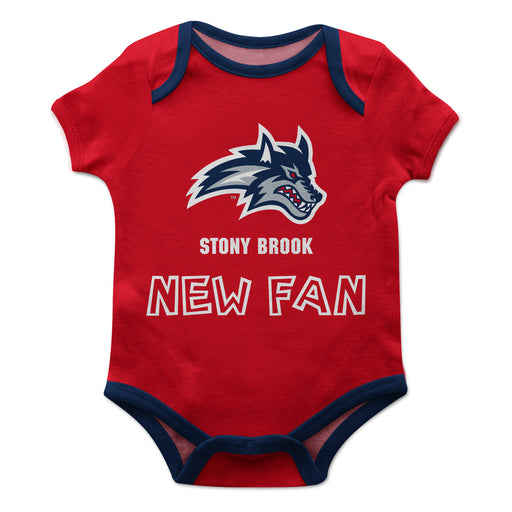 Stony Brooks Seawolves Vive La Fete Infant Game Day Red Short Sleeve Onesie New Fan Logo and Mascot Bodysuit