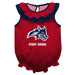 Stony Brooks Seawolves Red Sleeveless Ruffle Onesie Logo Bodysuit by Vive La Fete