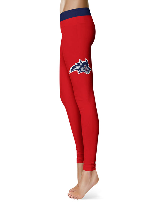 Stony Brooks Seawolves Vive La Fete Game Day Collegiate Logo on Thigh Red Women Yoga Leggings 2.5 Waist Tights - Vive La Fête - Online Apparel Store